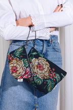 Neceser/estuche tejido jacquard flores peonías