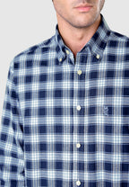 Camisa Hombre Franela Cuadros Algodón Invierno Premium con Bolsillo - Azul 0400_36