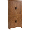 64" Freestanding Kitchen Pantry Cabinet with 4 Doors & Adjustable Shelves, Oak