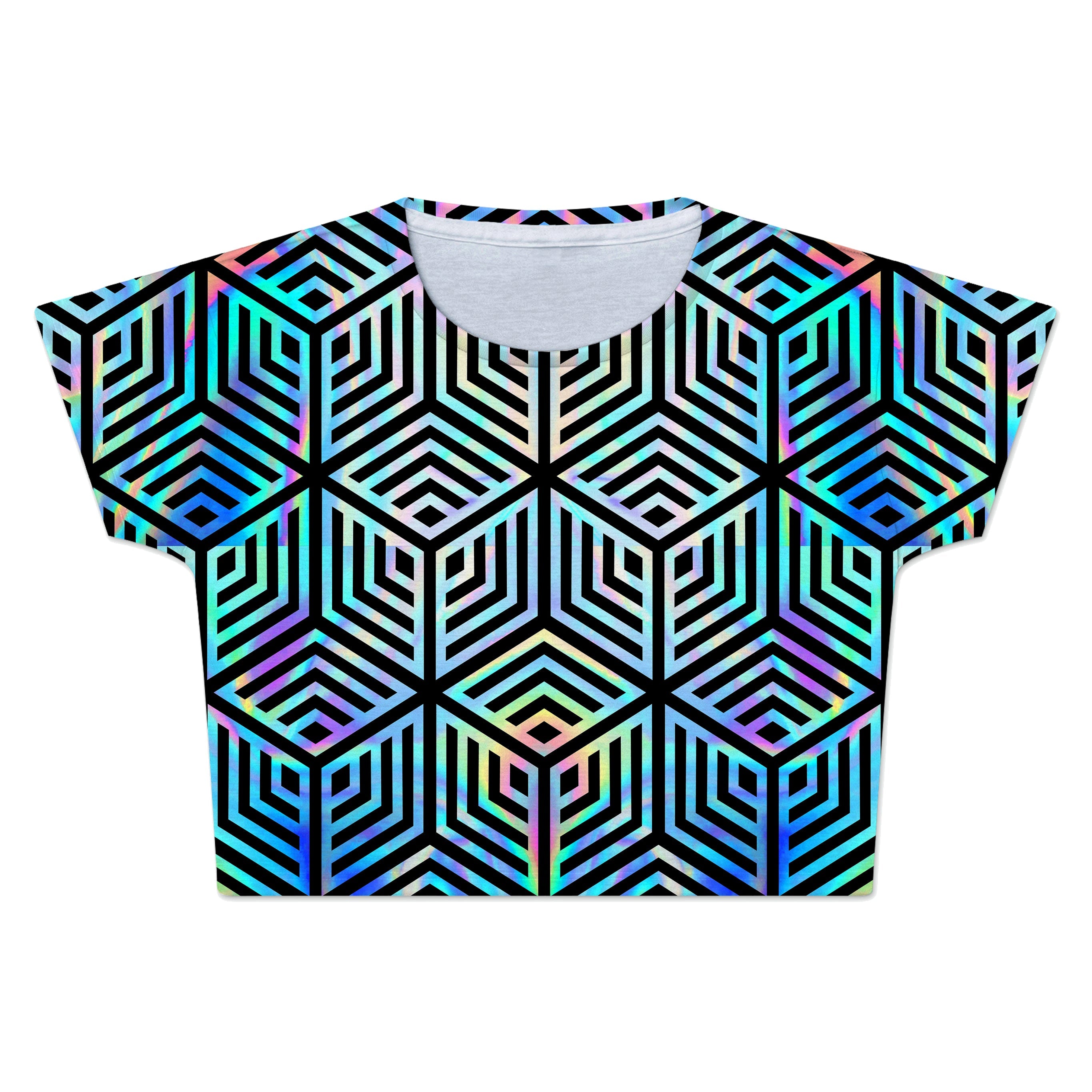 Holographic Hexagon Crop Tee