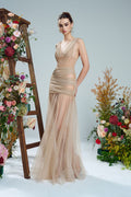 Élégant Glitter Mesh Cut-Out Silk Evening Gown