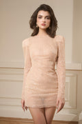 Maven Elegance Beaded Lace Mini Dress