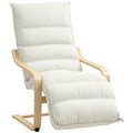 Velvet Accent Chair with Footrest and Wood Frame, Armchair for Bedroom, Cream White