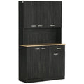 71"  Kitchen Buffet with Hutch and Microwave Stand, Black