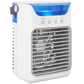 21 cm Desk Fan with Adjustable Head, 3-Speed Table Fan with Water Tank & RGB Light, White