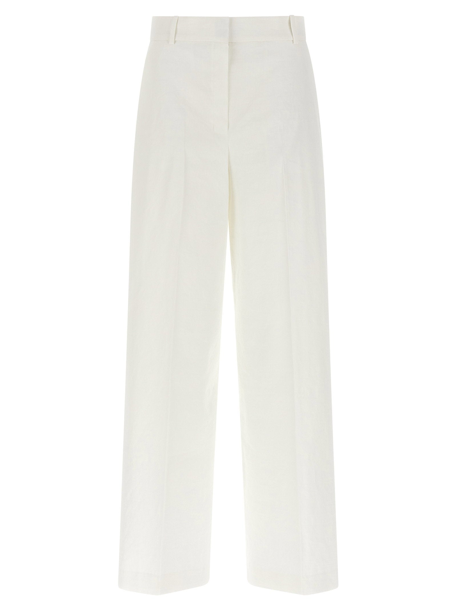 Theory Linen-Viscose Blend Trousers — Cream