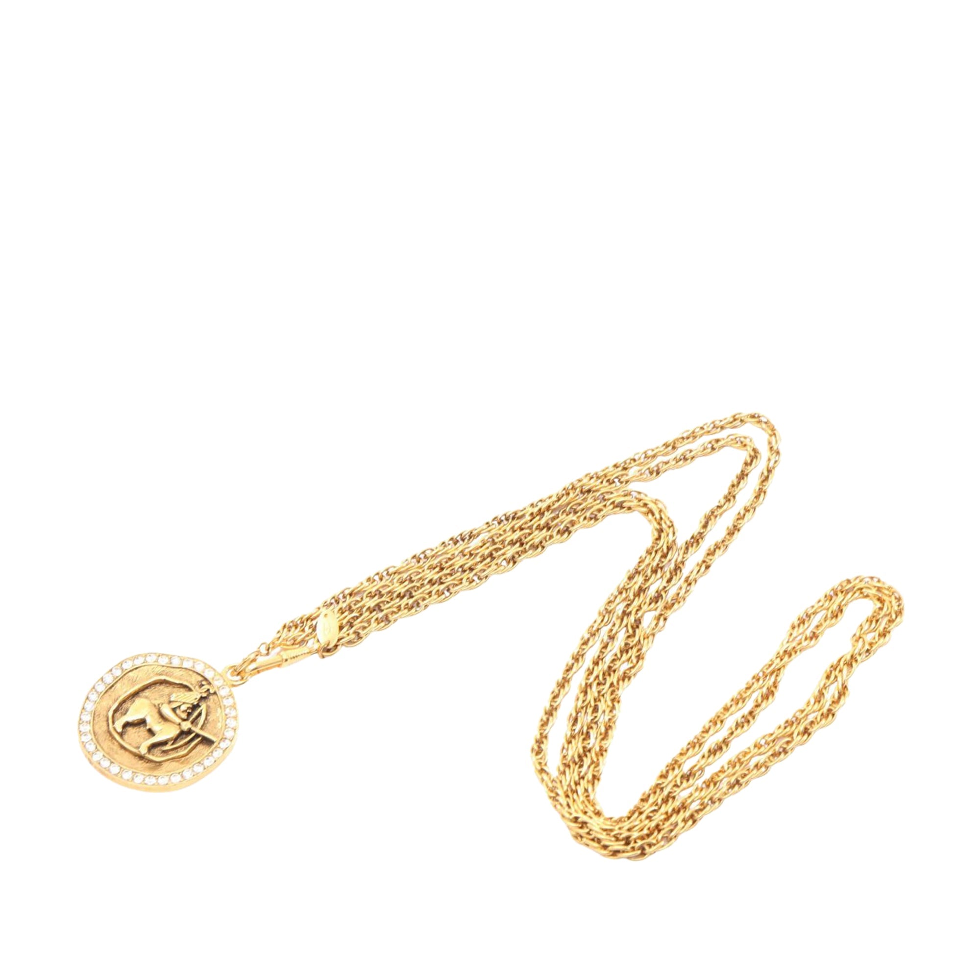 CC Gold Plated Centaur Medallion Pendant Necklace