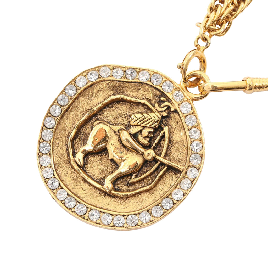 CC Gold Plated Centaur Medallion Pendant Necklace