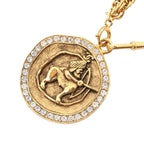 CC Gold Plated Centaur Medallion Pendant Necklace
