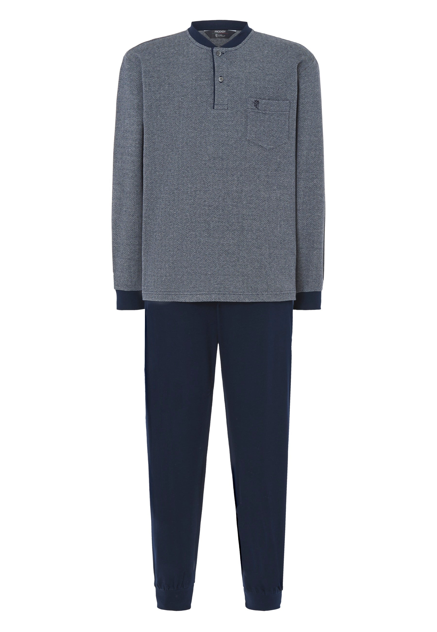 Pijama Hombre Invierno Premium Tapeta Algodón Punto - Azul 55022_22