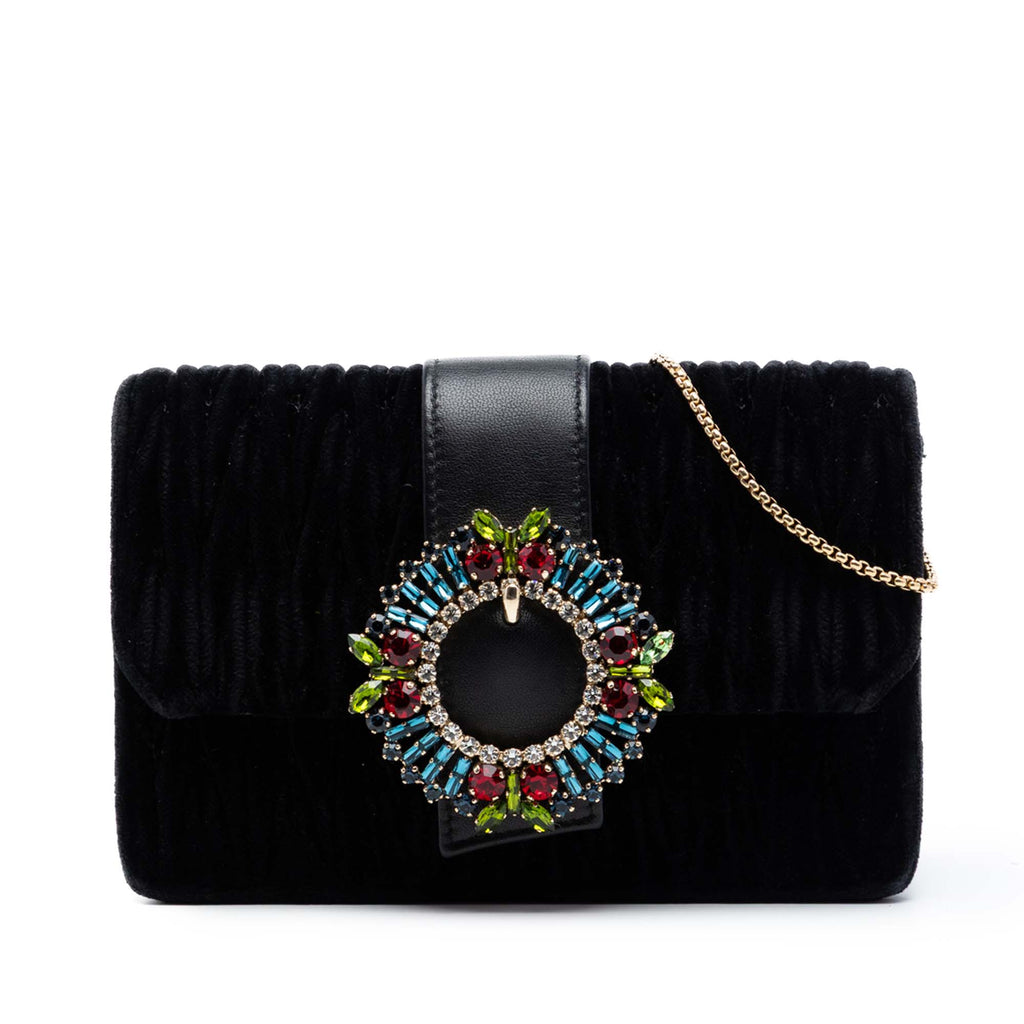 Matelasse Velvet Crystal Embellished Crossbody