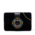 Matelasse Velvet Crystal Embellished Crossbody