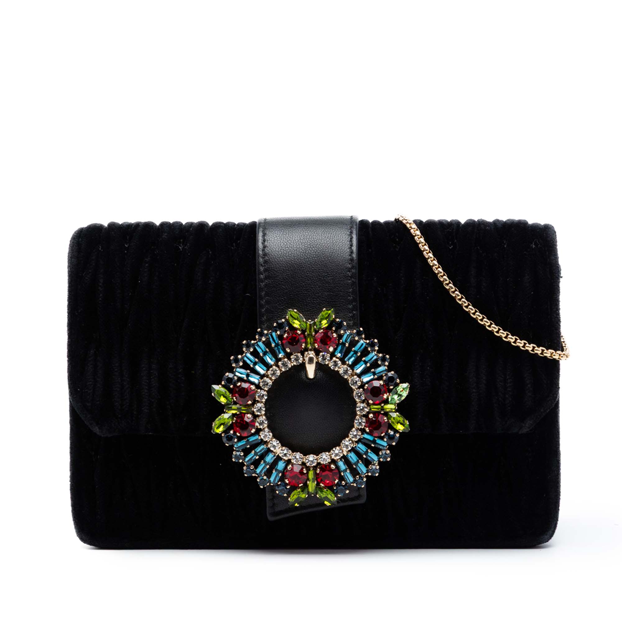 Matelasse Velvet Crystal Embellished Crossbody