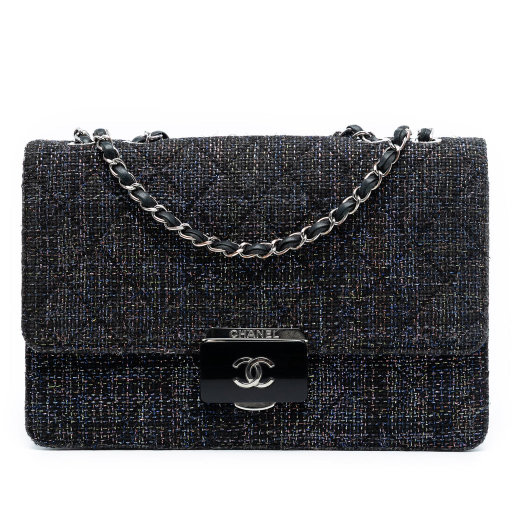 Large Quilted Tweed Beauty Lock Flap