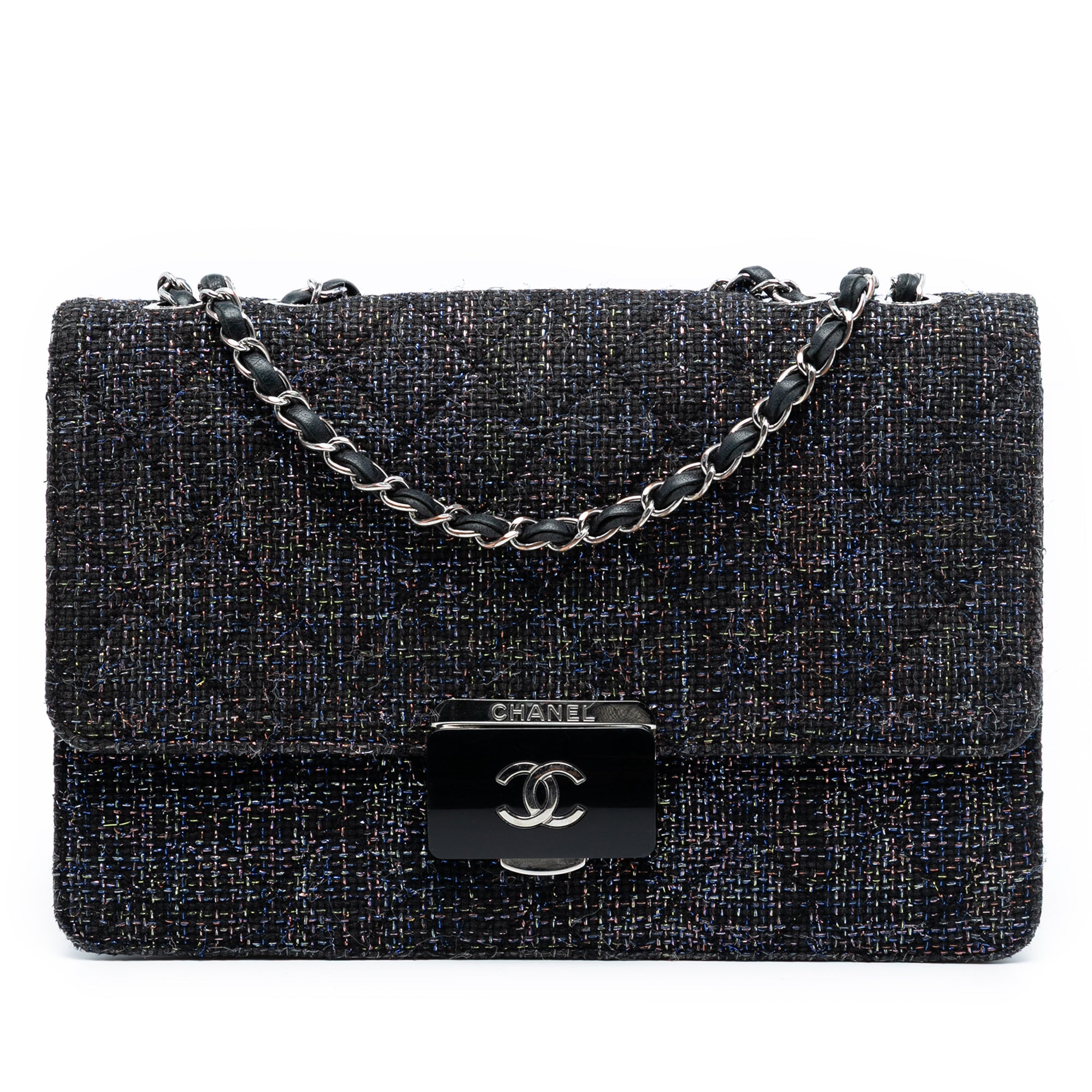 Large Quilted Tweed Beauty Lock Flap