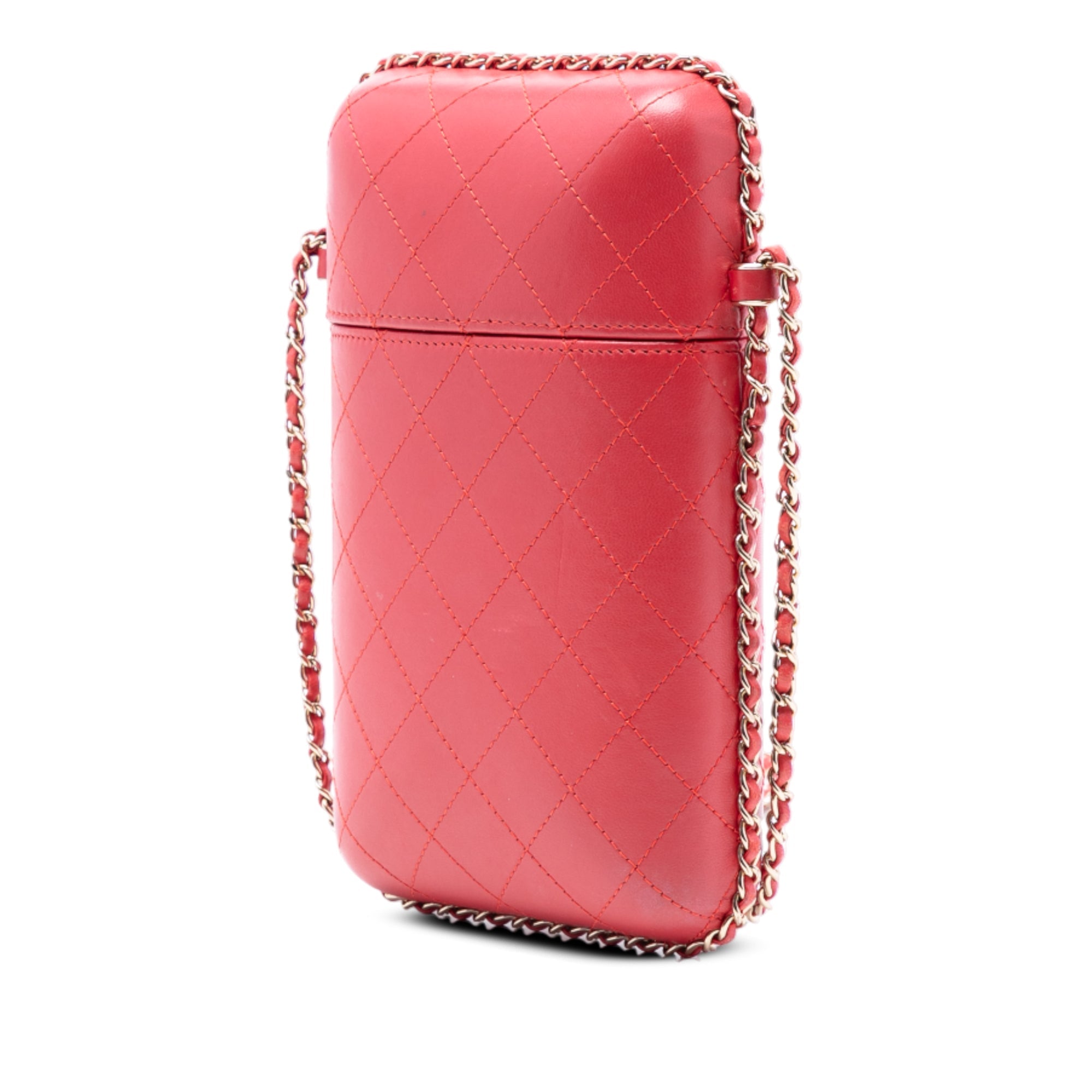 CC Quilted Lambskin Chain Around Phone Holder