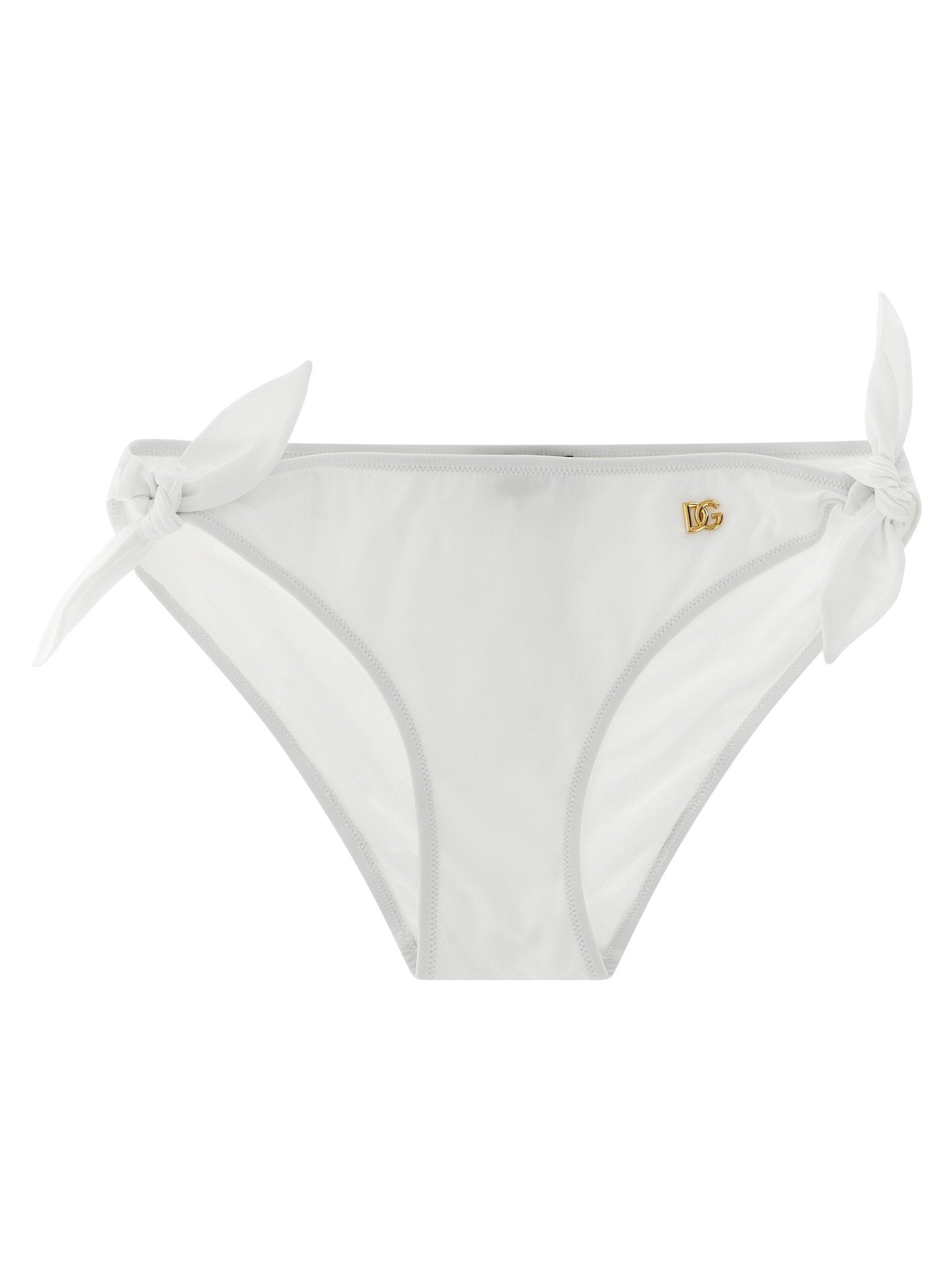 Dolce & Gabbana Metal DG Logo Bikini Bottoms — white