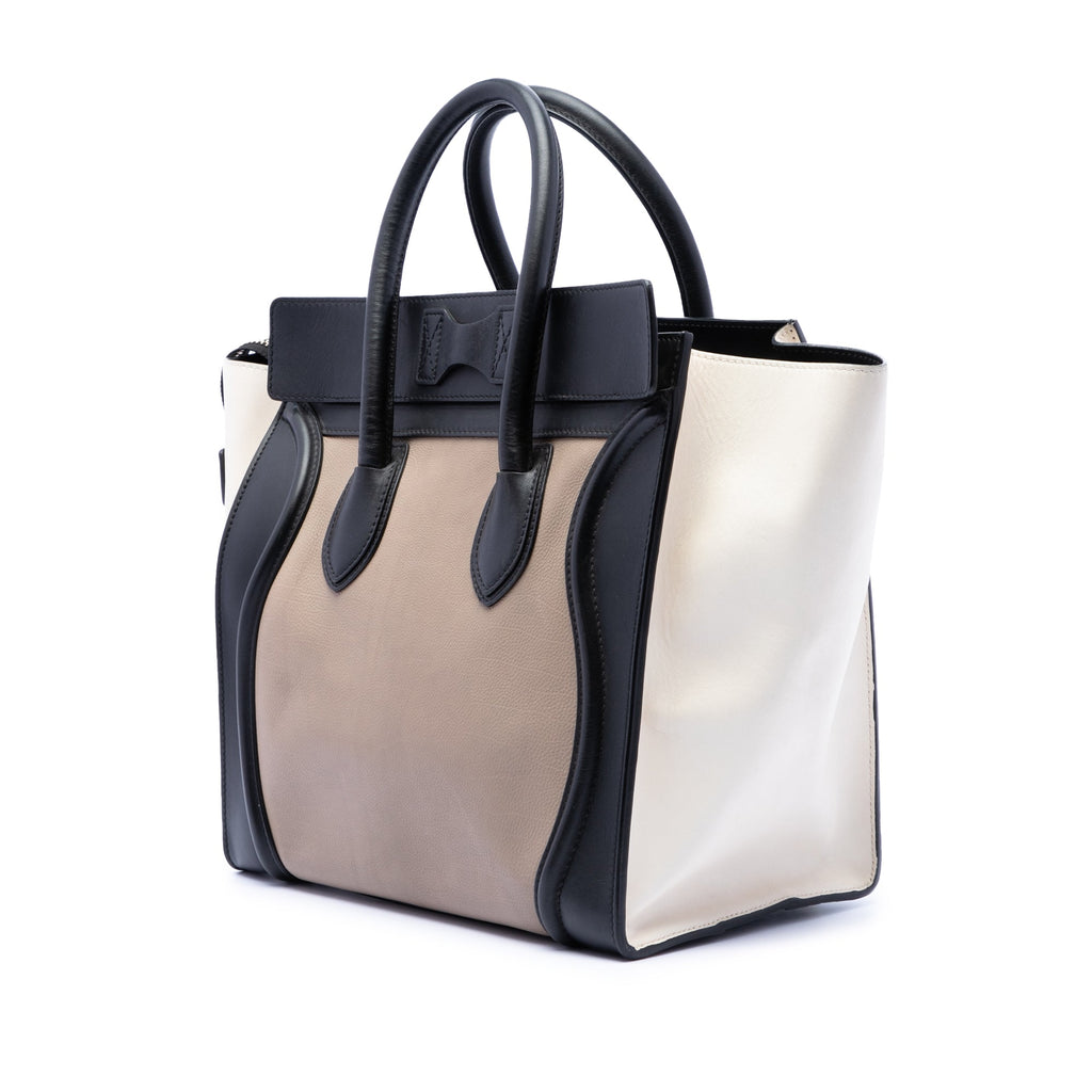 Mini Tricolor Leather Luggage Tote
