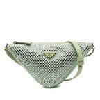 Satin Crystal Embellished Triangle Pouch