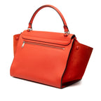 Medium Drummed Calfskin and Suede Trapeze Satchel