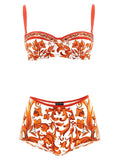 Dolce & Gabbana Maiolica-Print Stretch Bikini — Orange