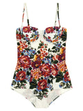 Dolce & Gabbana Floral Print One-Piece Swimsuit — Ivory