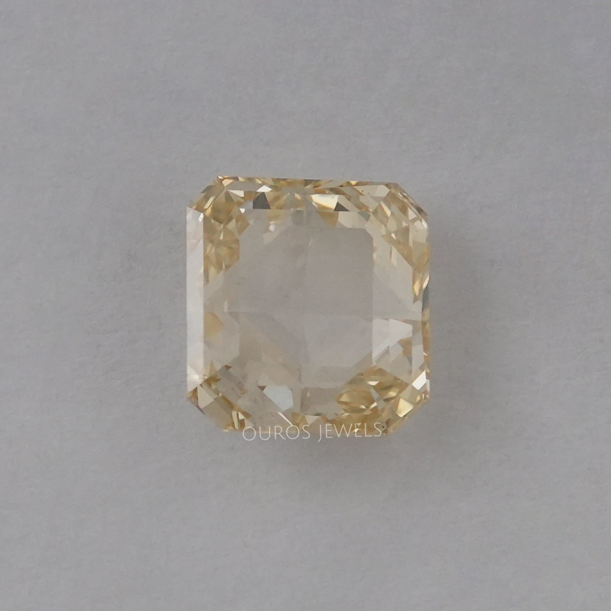 3.45 Carat Rose Cut Yellow Square Radiant Cut Diamond