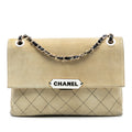 Quilted Suede Retro Label Flap