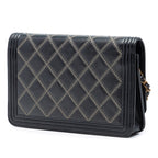 Quilted Lambskin Double Stitch Boy Wallet On Chain