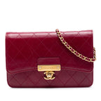 Stitched Goatskin Golden CC Wallet On Chain