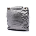 Perforated Crackled Metallic Calfskin Drill Tote