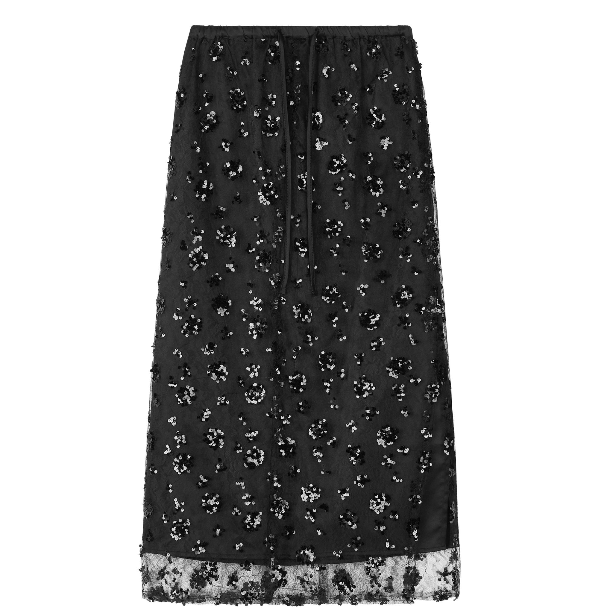 Sequin Beaded Skirt with Floral Detailing