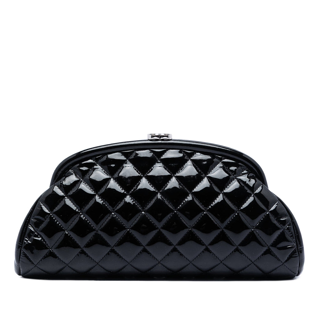 Quilted Patent Timeless Kiss Lock Clutch