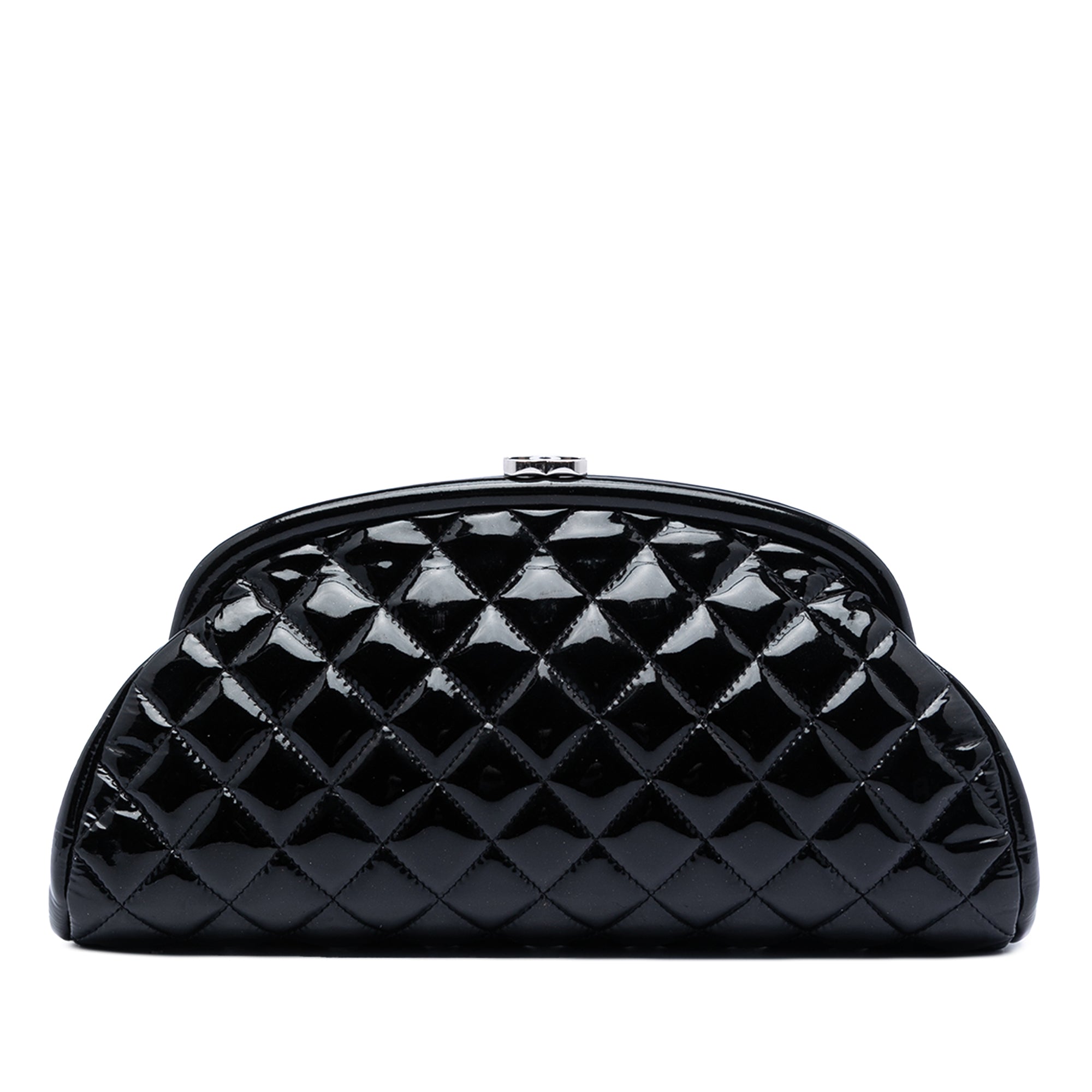 Quilted Patent Timeless Kiss Lock Clutch