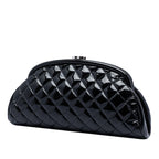 Quilted Patent Timeless Kiss Lock Clutch