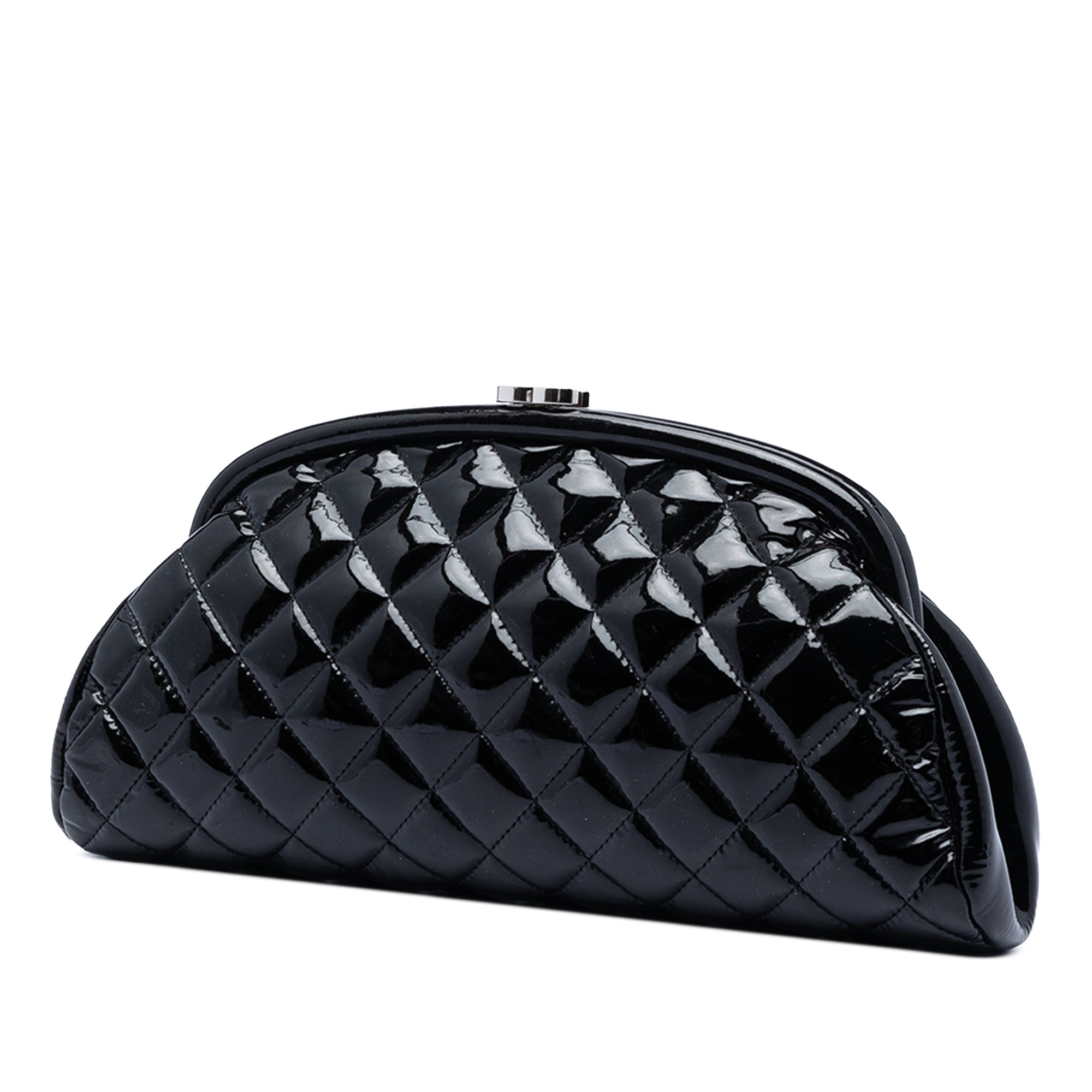 Quilted Patent Timeless Kiss Lock Clutch