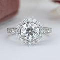 Old European Round Cut Accent Halo Engagement Ring