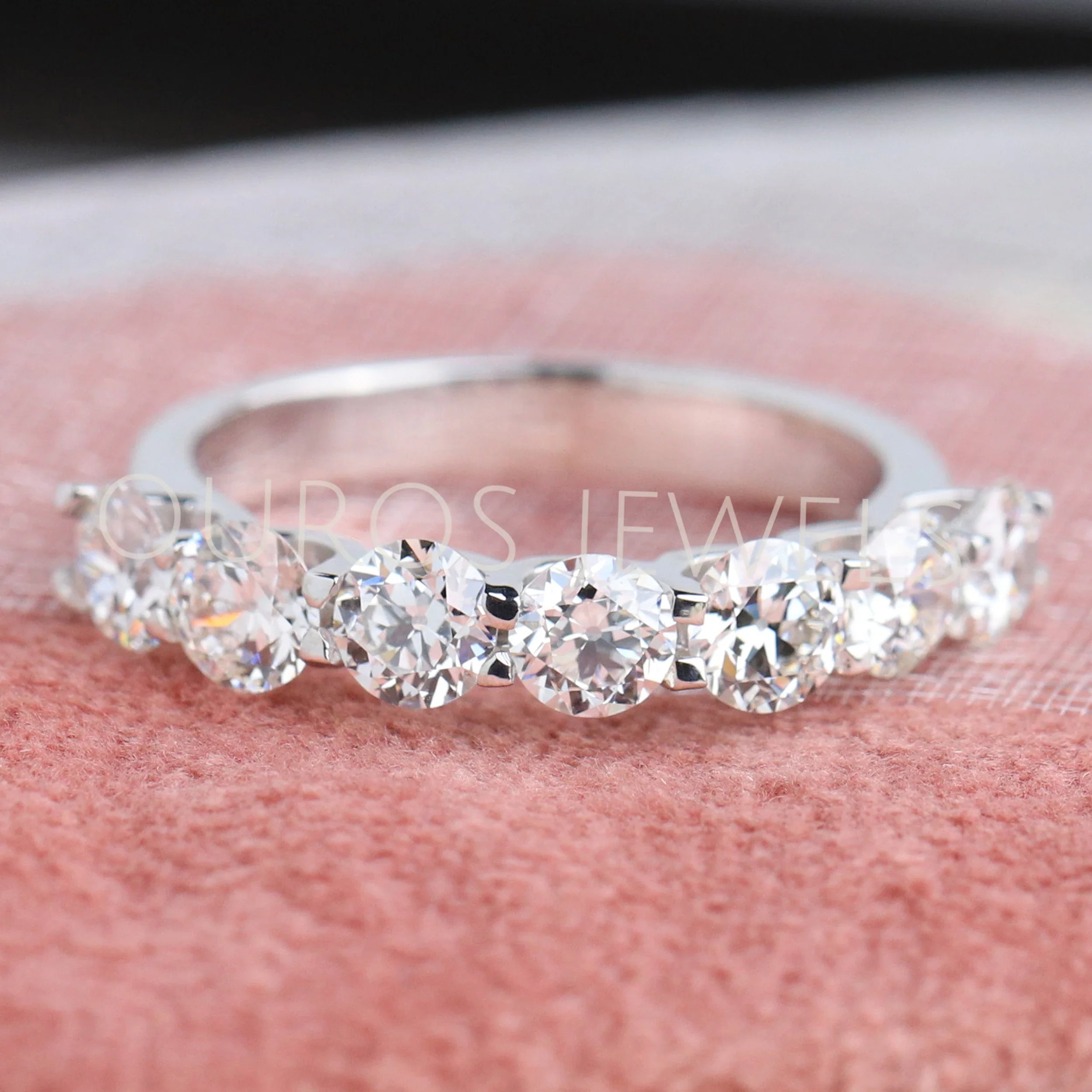 Seven Stone Old European Round Diamond Wedding Band