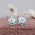 Old European Round Cut Halo Stud Earrings