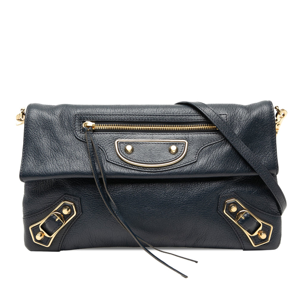 Chevre Motocross Classic Metallic Edge Envelope Clutch with Strap