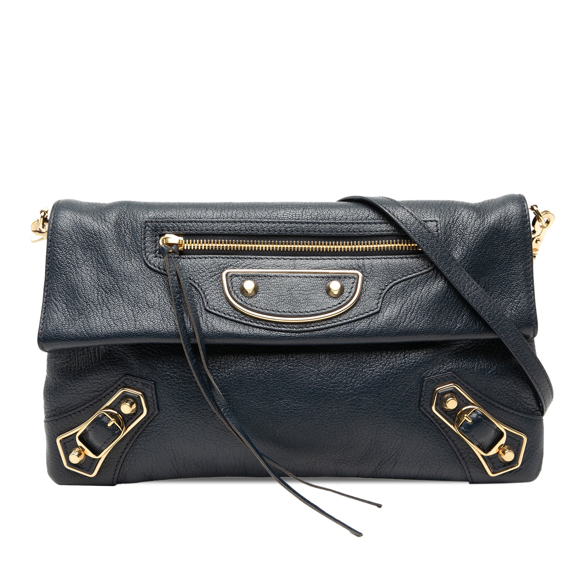 Chevre Motocross Classic Metallic Edge Envelope Clutch with Strap