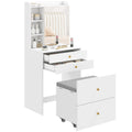 Modern White Dressing Table with Mirror, Cabinet, Drawers & Cushioned Stool for Bedroom