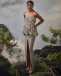 Feather Peplum Skirt Set By KYNAH, Luxury Indian Fashion & Bridal Wear