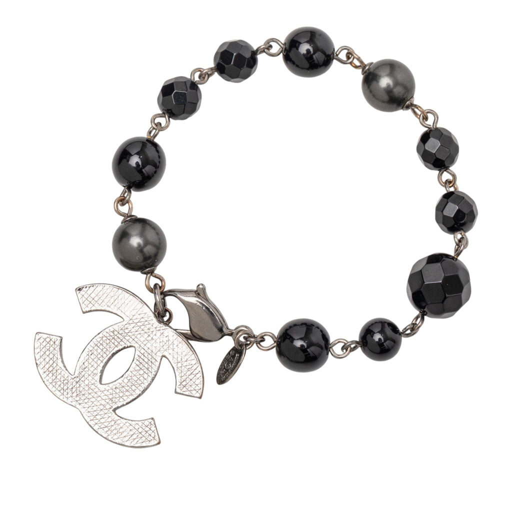 Silver Plated CC Faux Pearl Bracelet
