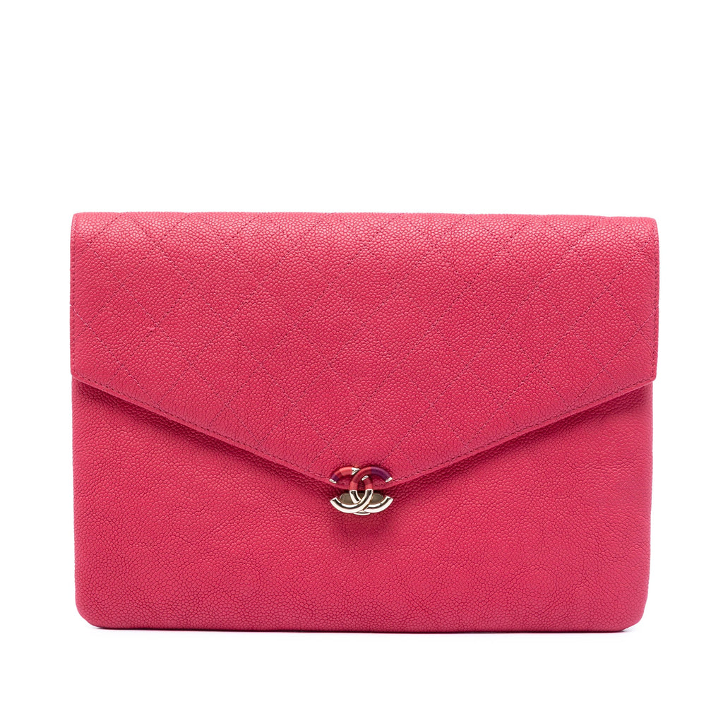 Paris Cuba Quilted Caviar Thread Around Envelope Clutch