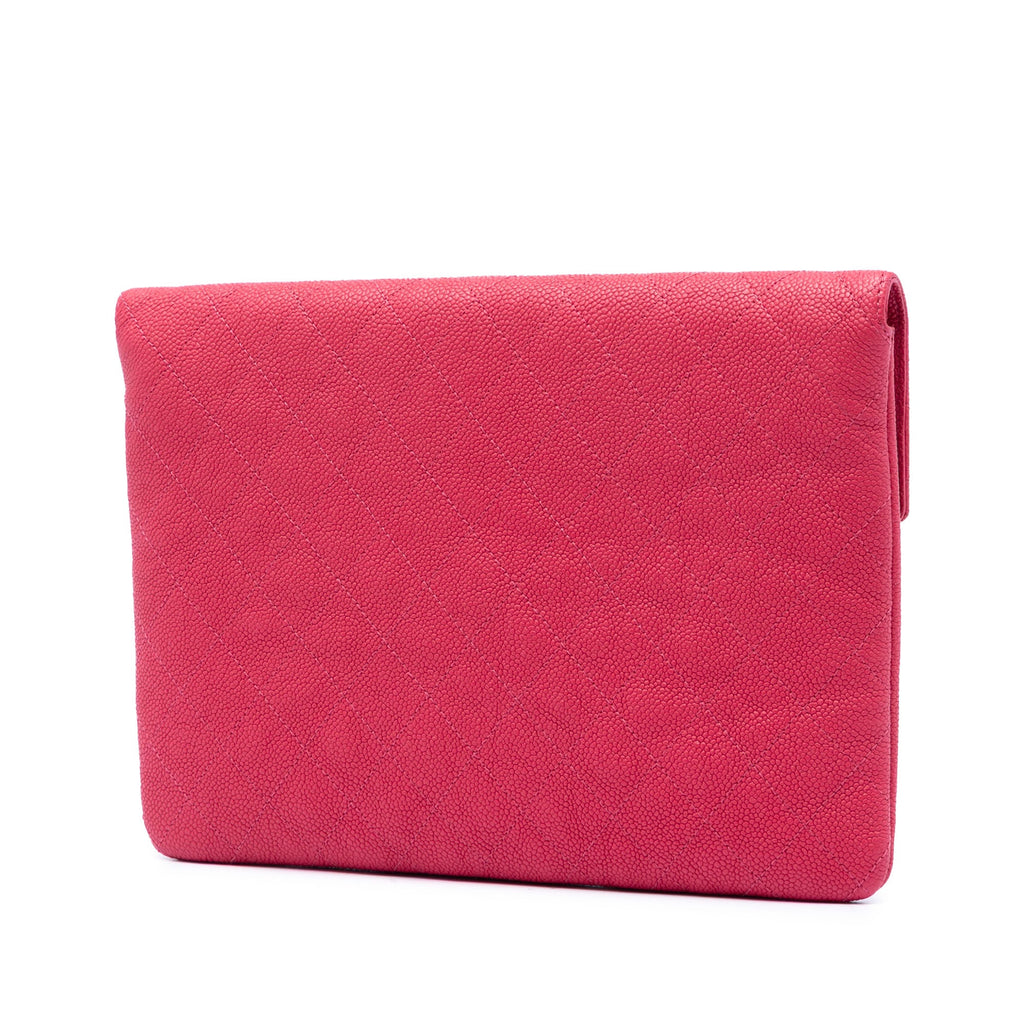 Paris Cuba Quilted Caviar Thread Around Envelope Clutch