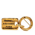 Gold Plated Rue Cambon Tag Brooch