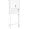 Above Toilet Storage Cabinet, Bathroom Organizer with Double Doors & Open Shelf, White