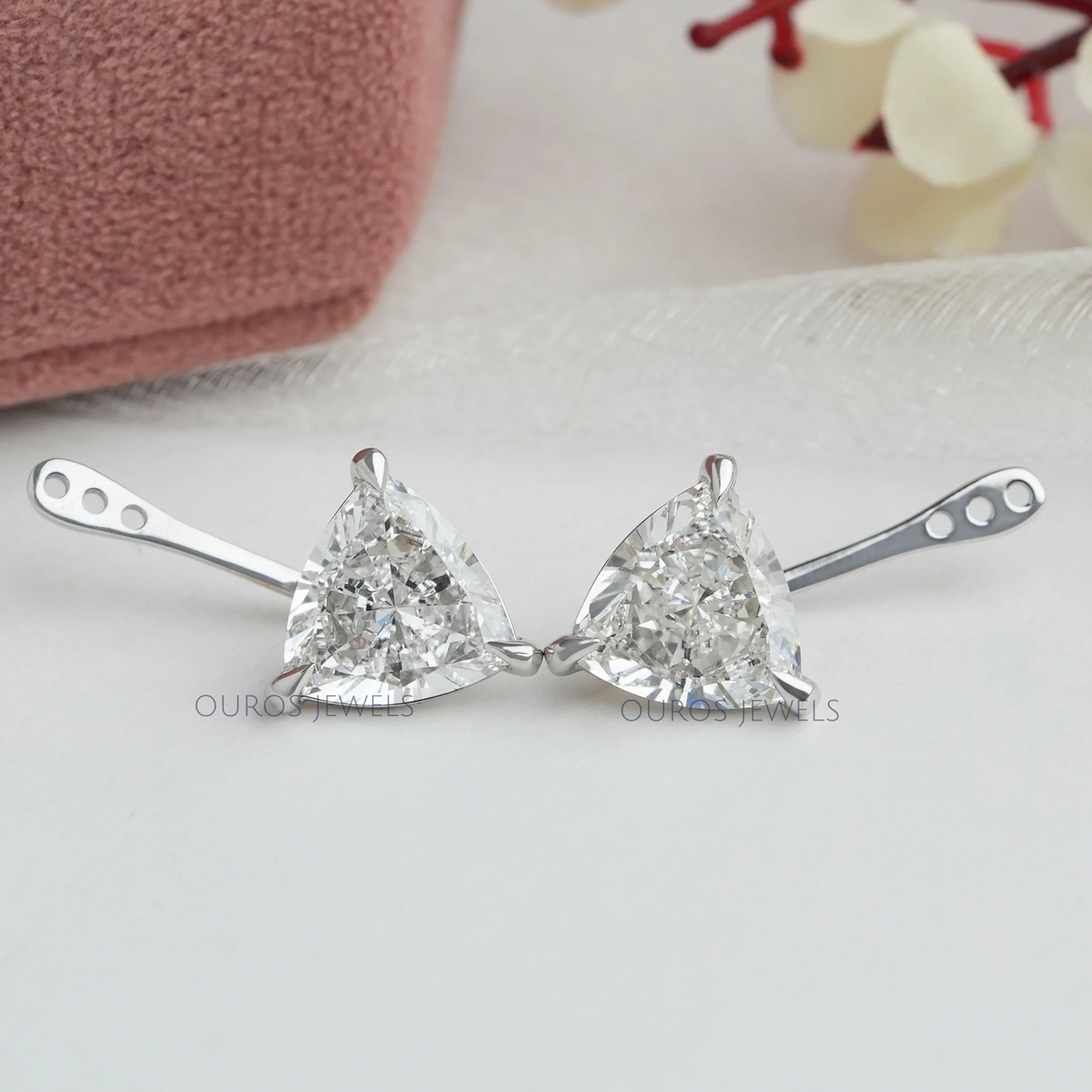 Trillion Cut Lab Grown Diamond Jacket Earrings