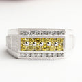 Yellow Round Cut Lab Grown Diamond  Men's Ring